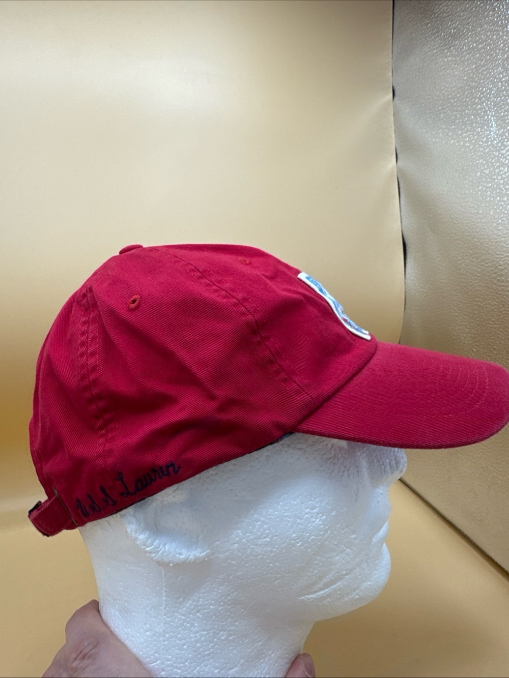 NWT Polo Ralph Lauren Red Sportsman Naval Madison Ave Hat DEADSTOCK Distressed - Picture 3 of 10